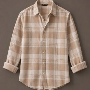 Men’s Beige Plaid Casual Shirt